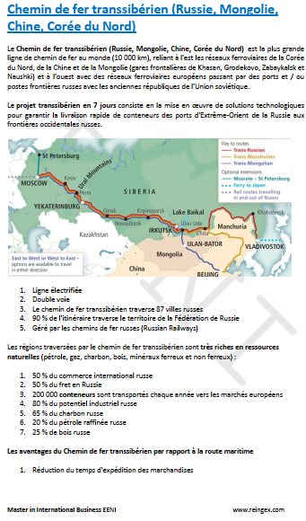 Chemin de fer transsibérien (Russie, Mongolie, Chine, Corée du Nord)
