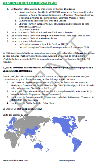 Accords ALE du Chili