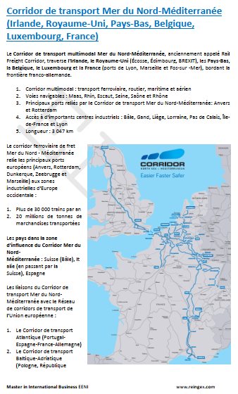 Corridor de transport Mer du Nord-Méditerranée (Irlande, Royaume-Uni, Pays-Bas, Belgique, Luxembourg, France)