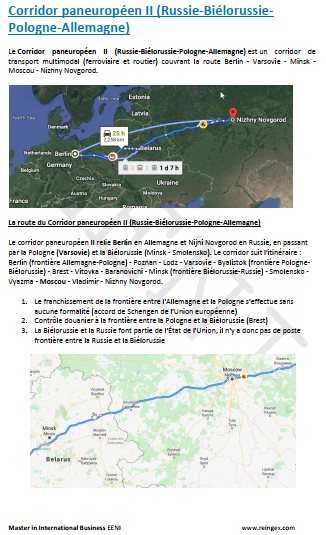 Corridor paneuropéen II (Russie-Biélorussie-Pologne-Allemagne), Master