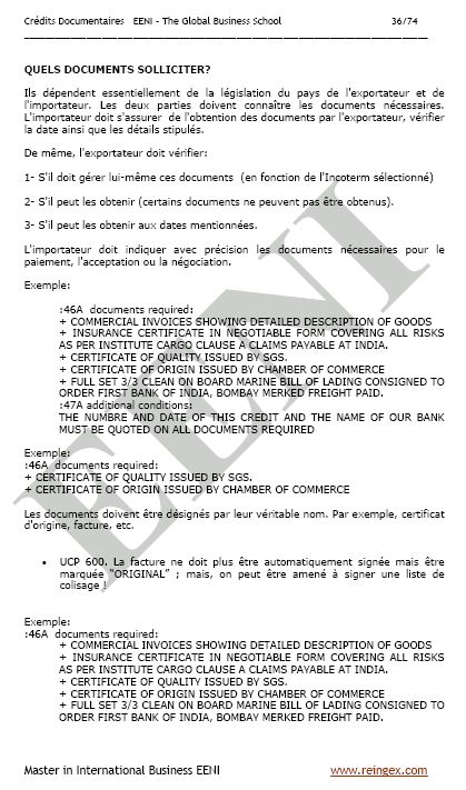 Crédit documentaire exportation