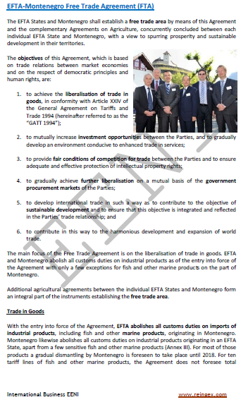 Association européenne de libre-échange (AELE)-Monténégro Accord de libre-échange