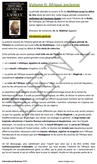 Afrique ancienne du Néolithique - septième siècle EC (G. Mokhtar). Civilisation égyptiaque