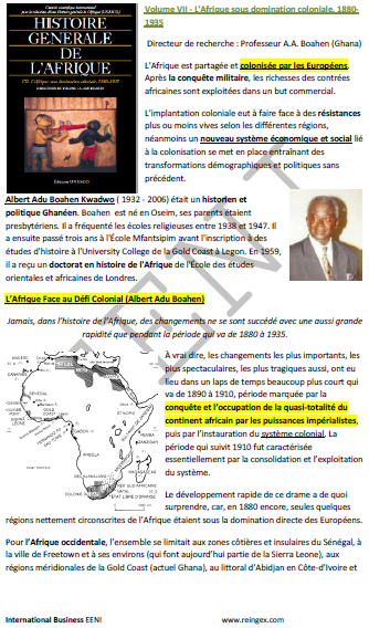 Cours : Histoire Afrique Domination coloniale