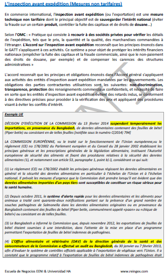 Accord sur l’inspection avant expédition de l’OMC (Mesures non tarifaires)