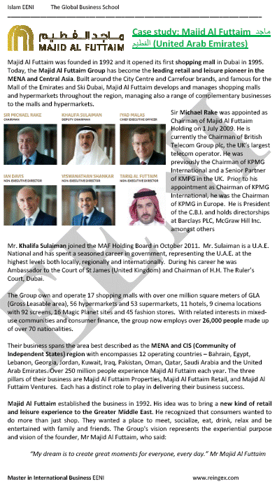 Groupe Majid Al Futtaim des Émirats arabes unis (le développement immobilier, la distribution, Ski Dubai...)