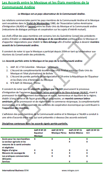 Accord de libre-échange Mexique-Communauté andine (Pérou, Colombie, Équateur, Bolivie)