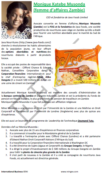 Monique Katebe Musonda (entrepreneure / Zambie)