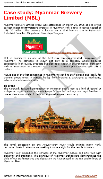 Commerce international et affaires au Myanmar