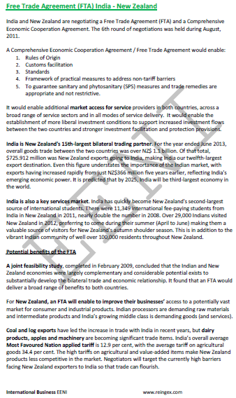 Accord de coopération économique Inde - Nouvelle-Zélande