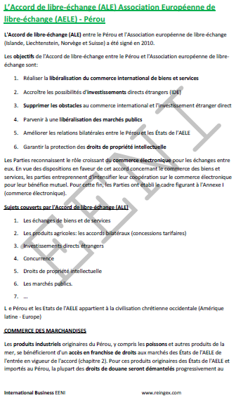 Accord de libre-échange Pérou-Association européenne de libre-échange (AELE)