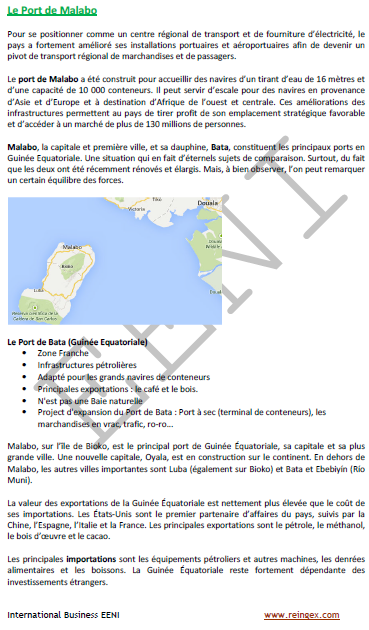 Ports de Guinée équatoriale (Malabo, Bata et le Port franc de Luba)