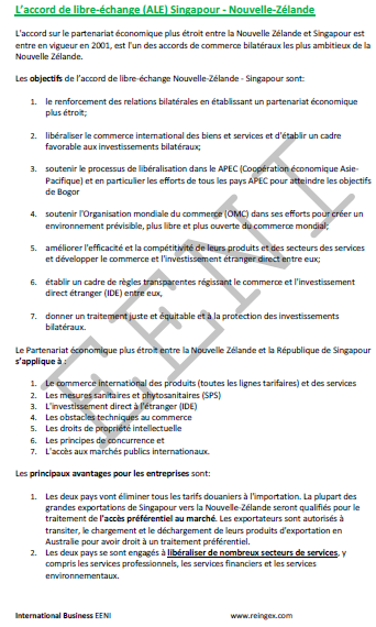 Accord de libre-échange Singapour - Nouvelle-Zélande