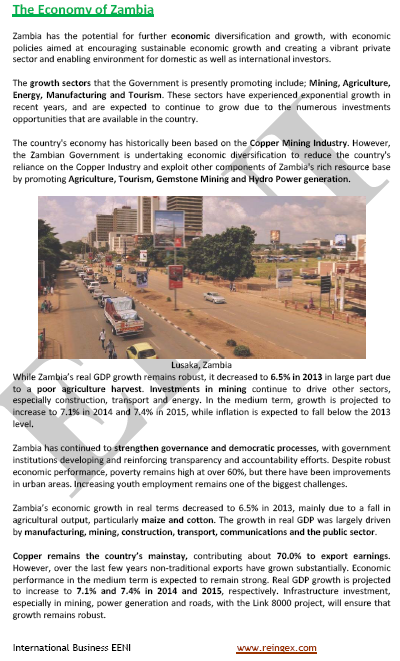 Commerce international et affaires en Zambie