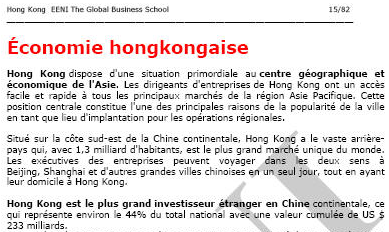 Cours Chine HK