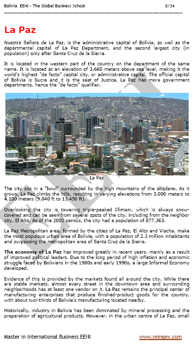 Perdagangan Luar Negeri dan Bisnis di Bolivia La Paz