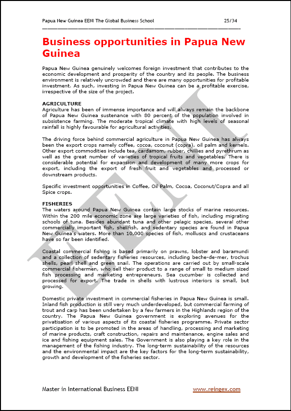 Perdagangan luar negeri dan melakukan bisnis di Papua Nugini