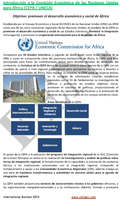 Comisión Económica de las Naciones Unidas para África (CEPA / UNECA) integración regional, comercio intraafricano