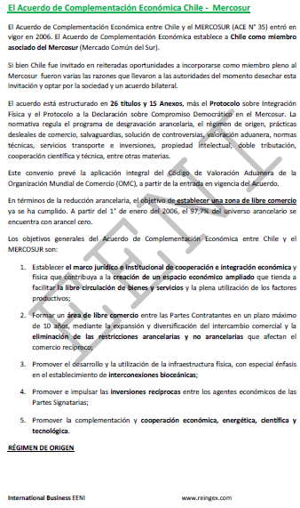 Tratado Chile-MERCOSUR (Argentina, Brasil, Paraguay, Uruguay)