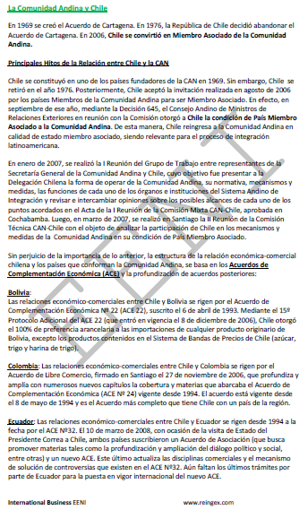 Acuerdo de Complementación Económica Comunidad Andina (Bolivia Colombia Ecuador Perú)-Chile