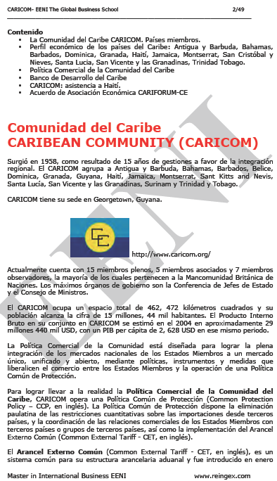 Comunidad del Caribe (CARICOM) Mercado y Economía Únicos del Caribe. CARIFORUM-Unión Europea..