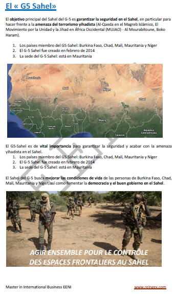 G5-Sahel (Burkina Faso, Chad, Malí, Mauritania y Níger) Lucha contra el terrorismo