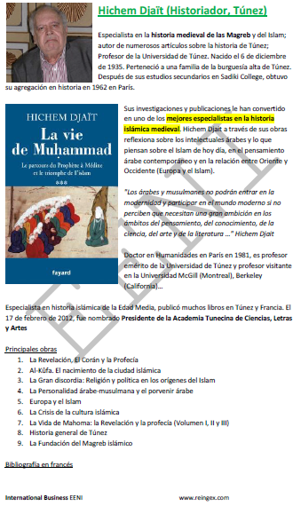 Hichem Djaït, historiador tunecino musulmán (Túnez, Crisis cultura islámica)