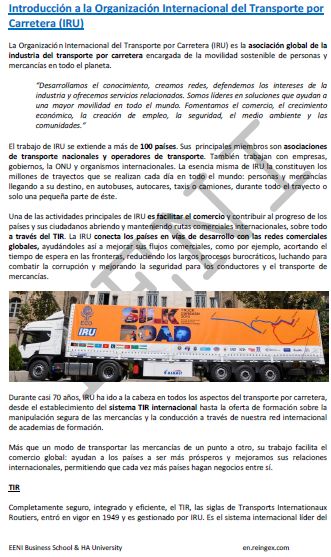 Organización Internacional del Transporte por Carretera (IRU). Guía de buenas prácticas de la IRU para transportistas