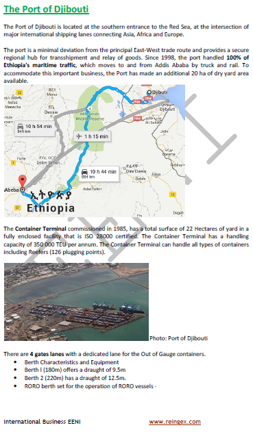 Puerto de Yibuti, Tadjourah, Goubet. Acceso a Etiopía