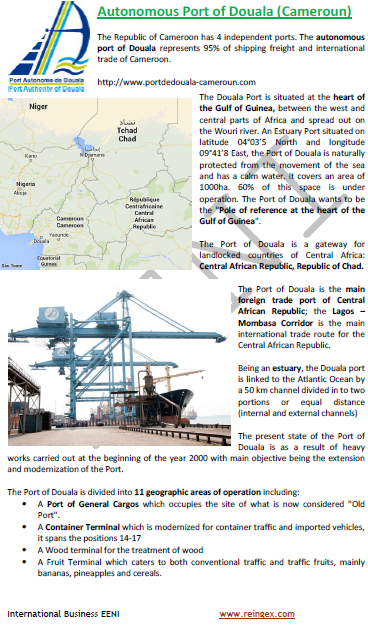Puerto de Duala: el mayor de Camerún. Acceso a Chad y a la República Centroafricana
