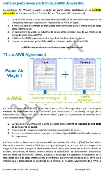 Asociación Internacional de Transporte Aéreo (IATA) Carta de porte aérea electrónica (e-AWB)