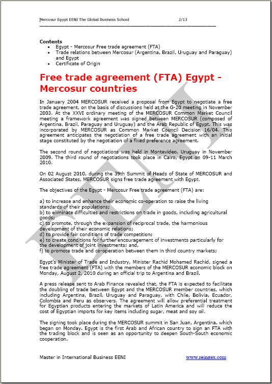 Accordo di libero scambio Egitto-MERCOSUR