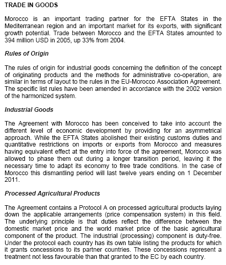 Accordo di libero scambio Morocco-AELS