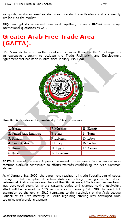 Grande Área de Livre Comércio Árabe (GAFTA): Barém,  Emirados Árabes Unidos