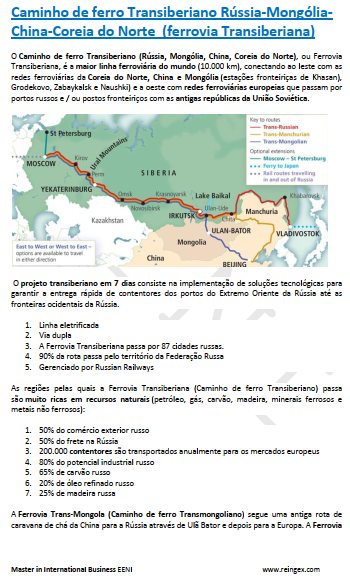 Caminho de ferro Transiberiano (Rússia, Mongólia, China, Coreia do Norte)