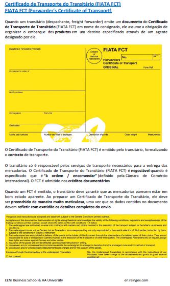 Certificado de Transporte do Transitário (FIATA FCT)