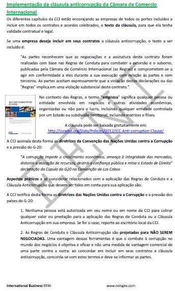 Cláusula anticorrupção da Câmara de Comércio internacional