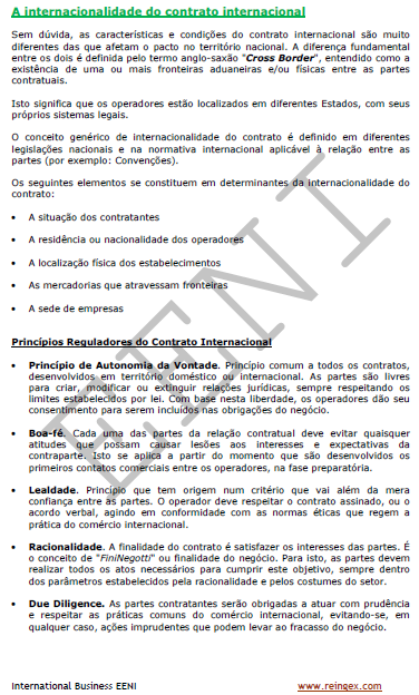 Internacionalidade do contrato internacional