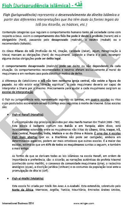 Fiqh (Jurisprudência islâmica, Mestrado Doutoramento)