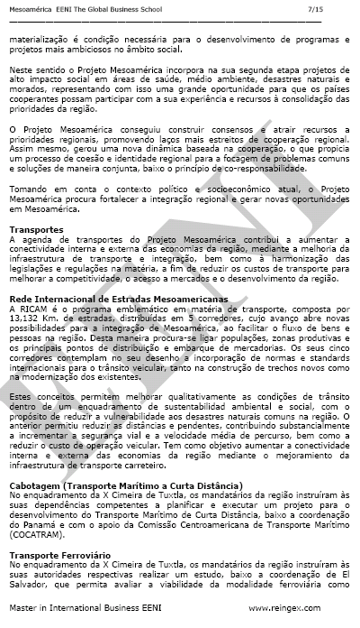 Projeto Mesoamérica (México, Belize, Colômbia, Costa Rica, Guatemala, Honduras)