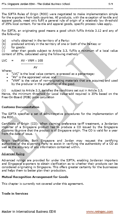 Acordo de Livre-Comércio (ALC) Singapura-Jordânia