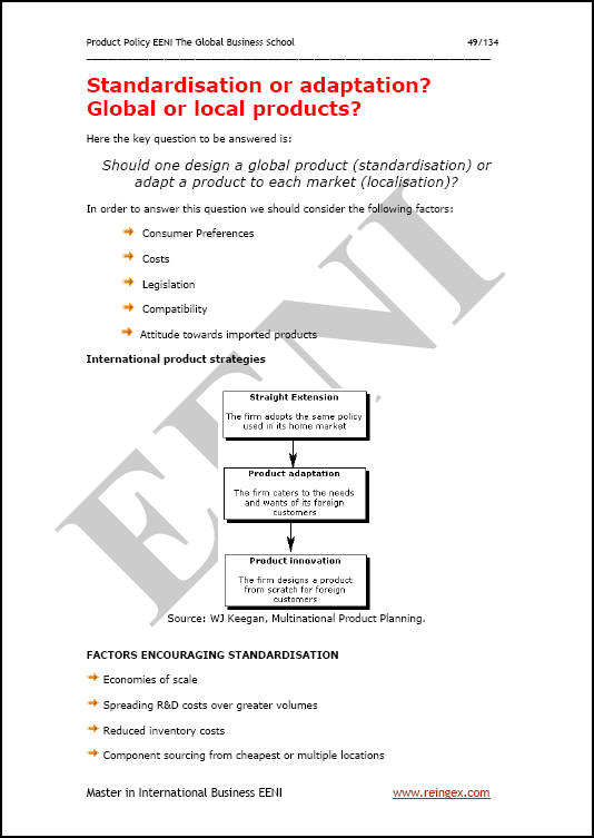 Politica de produs internaţional