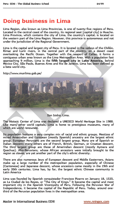 Внешняя торговля и Ведение бизнеса в Лима Перу