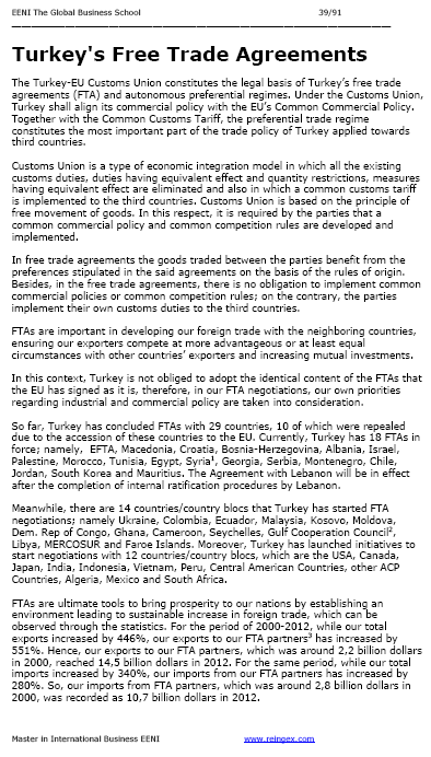 Banyagang: Kasunduan ng malayang kalakalan ng Turkey