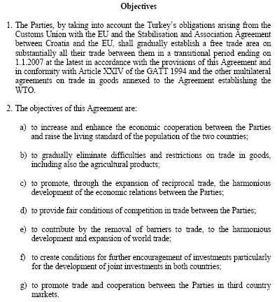Türkiye-Hırvatistan Serbest Ticaret Anlaşması (STA)
